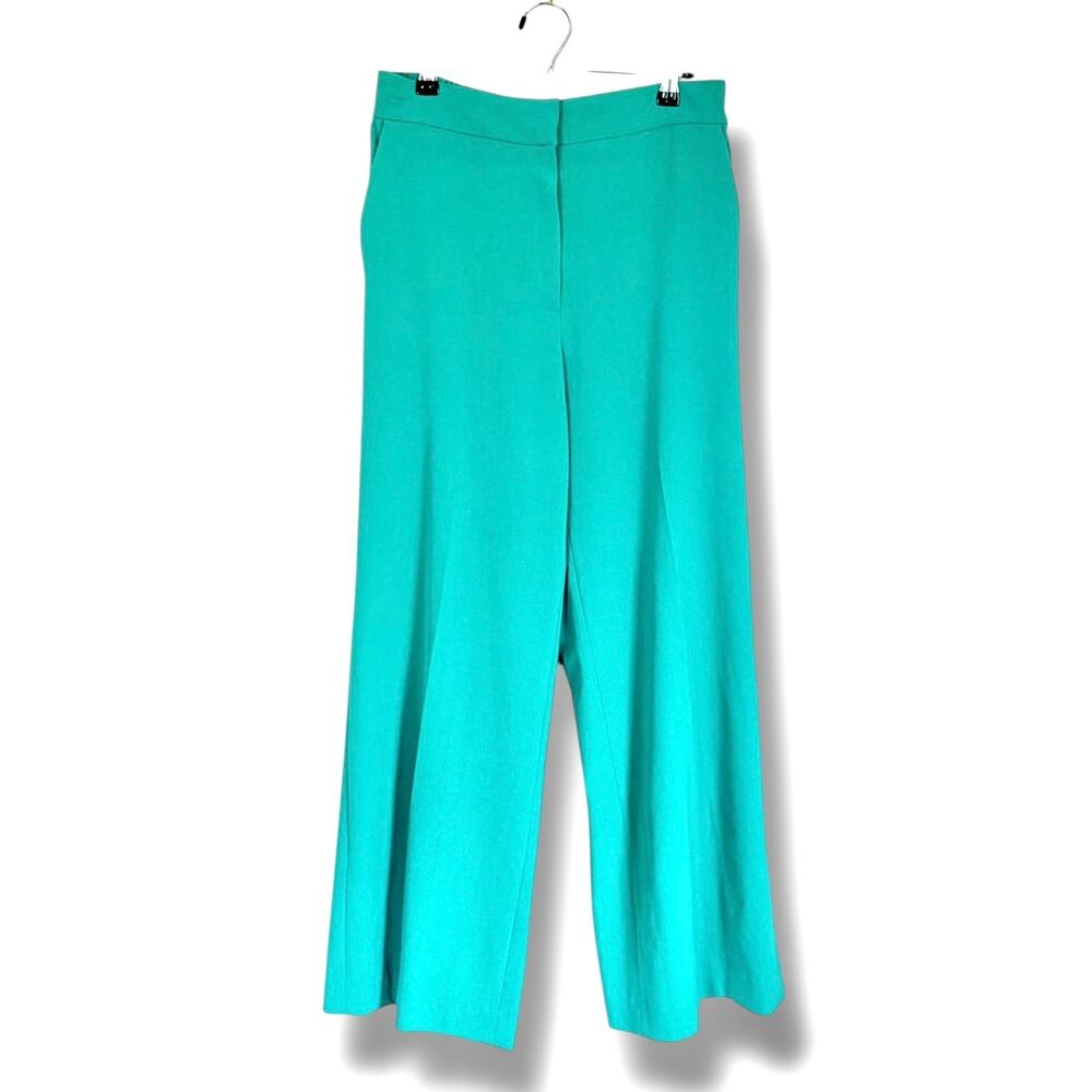 Halogen Office Chic Seafoam Green Wide Leg Ankle Pants Size 4 Elastic Waist